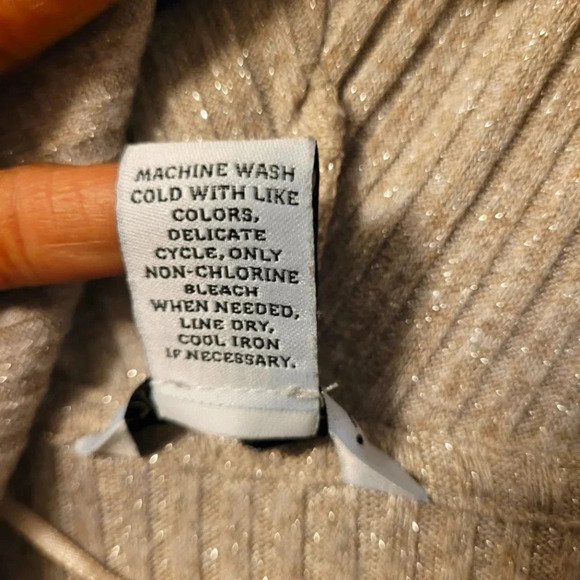 OPHELIA ROE Beige metallic gold stretchy ribbed Midi Dress Wmn's XL NYE career - Picture 3 of 13